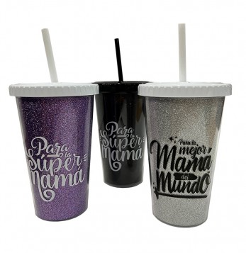 VASO STAR GLITTER con FRASES